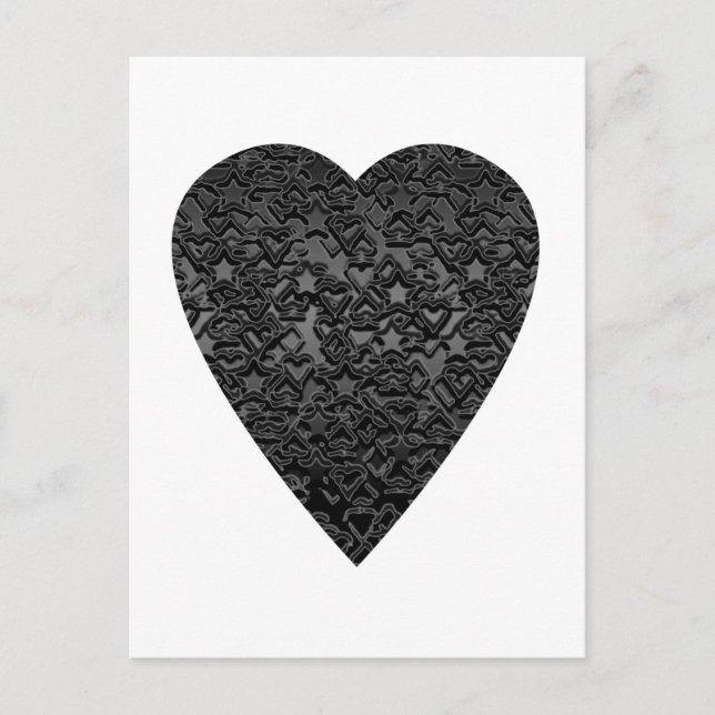Black Heart. Mönstrad hjärtdesign. Vykort (Framsida)