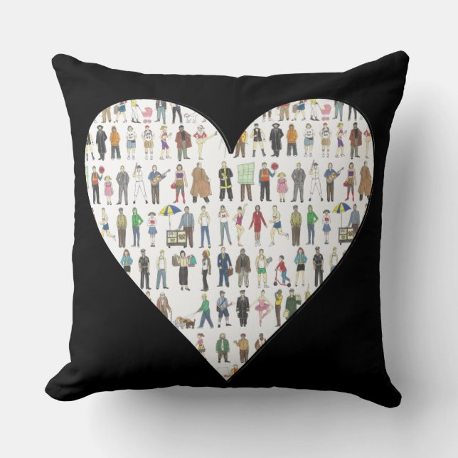 Black Heart NYC New York City People Pillow Kudde (Framsida)