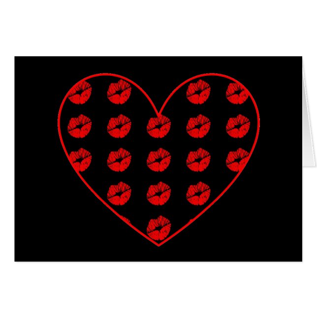 Black Heart of Kisses Hälsningskort (Framsidan Horizontal)