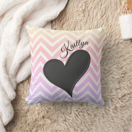 Black Heart på Ombre Chevron Rand Dekorativ kudde