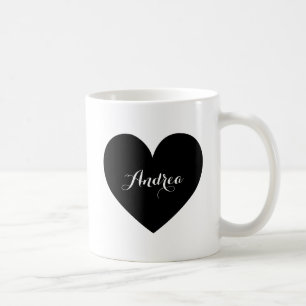 Black Heart Personlig Script Mugg