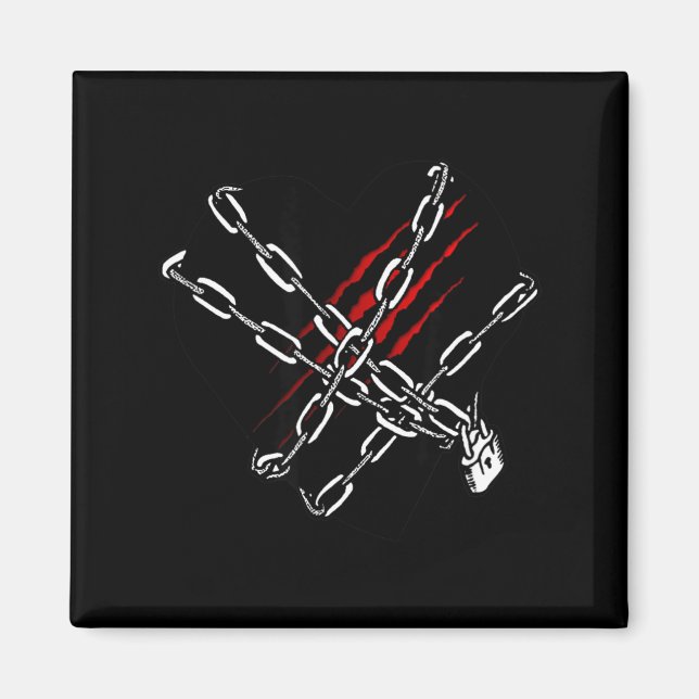 Black Heart Red Chains Cool Gothic Valentine's Day Magnet (Framsidan)