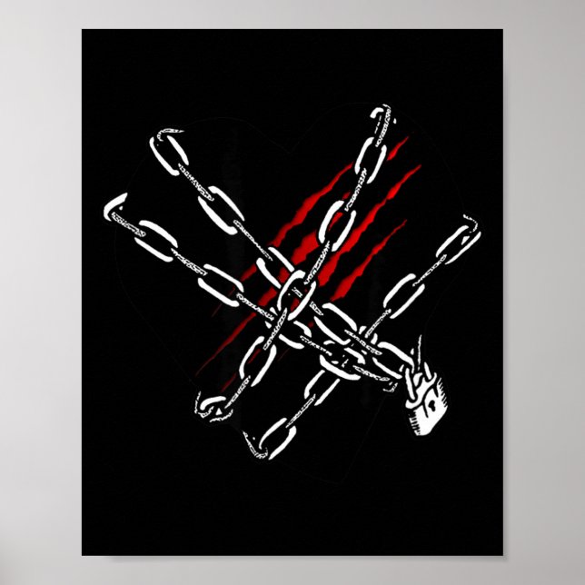 Black Heart Red Chains Cool Gothic Valentine's Day Poster (Framsidan)