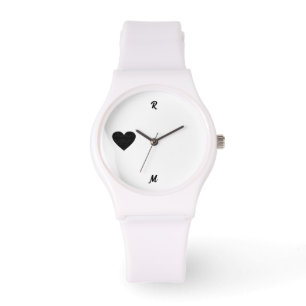 Black Heart Silhouette Personlig Initial Namn Armbandsur