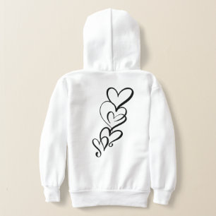 Black Heart Trio Girl's Hoodie T Shirt