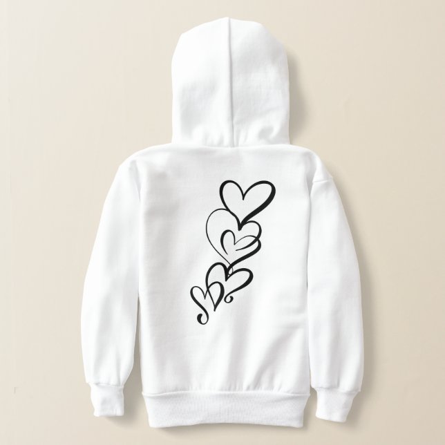 Black Heart Trio Girl's Hoodie T Shirt (Laydown Baksida)