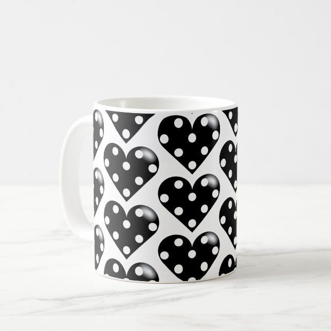 Black Heart w/ Polka dots Kaffemugg (Framsida vänster)