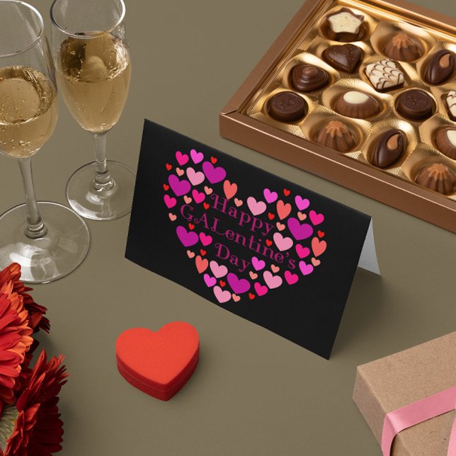 Black Hearts Lycklig GALentines Day Valentine Helgkort (Skapare uppladdad)