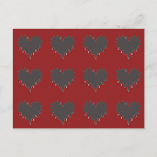 Black Hearts på Red i Gothic Curly Kant Vykort