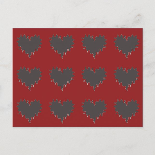 Black Hearts på Red i Gothic Curly Kant Vykort (Framsida)