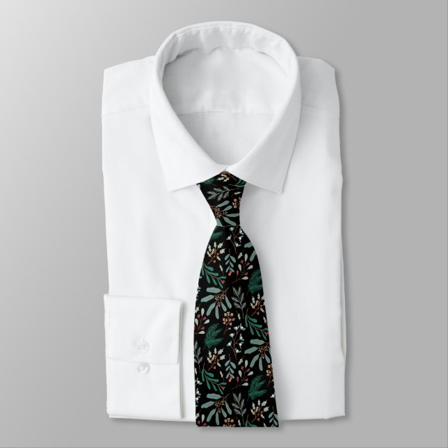 Black Helgdag Greenery Mönster Slips (Bunden)