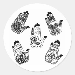 Black Henna Tatto Händer Runt Klistermärke