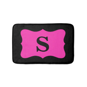 Black Hett Fuchsia Rosa Monogram Initial Home Badrumsmatta