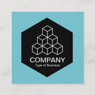 Black Hexagon - Geometric Blocks - Robin Egg Blue Fyrkantigt Visitkort