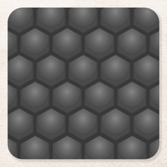 BLACK HEXAGON MÖNSTER UNDERLÄGG PAPPER KVADRAT (Framsidan)