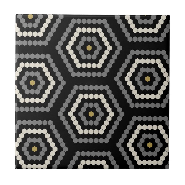 Black Hexagon Penny Hex Tile Mönster Kakelplatta (Framsidan)
