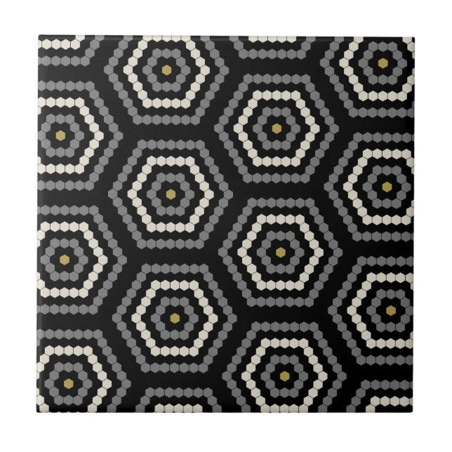Black Hexagon Penny Hex Tile Mönster Kakelplatta (Framsidan)