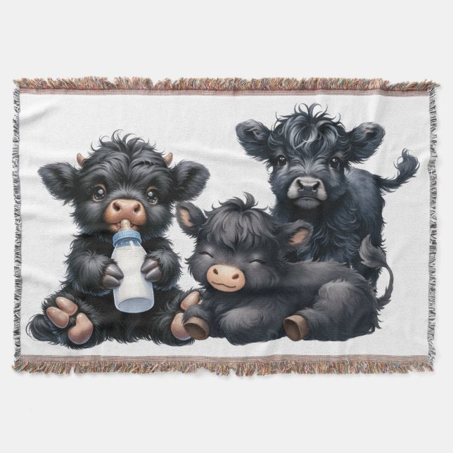 Black Highland Cow Reading A Book Filt (Framsidan)