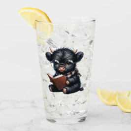 Black Highland Cow Reading A Book Glaskopp