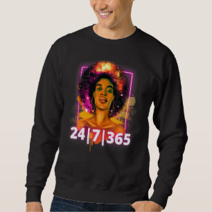 Black History 247365 Powerful Black Girl Magic Lång Ärmad Tröja