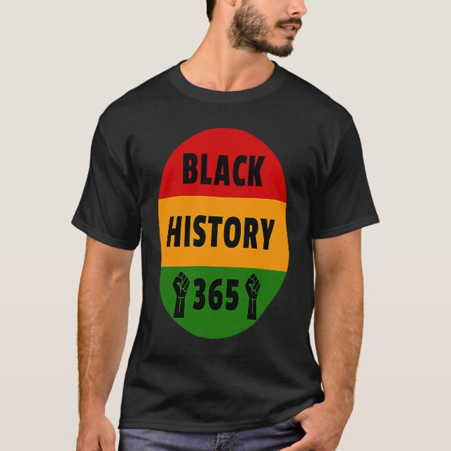 Black History 365  Power Fist Artwork T Shirt (Framsida)