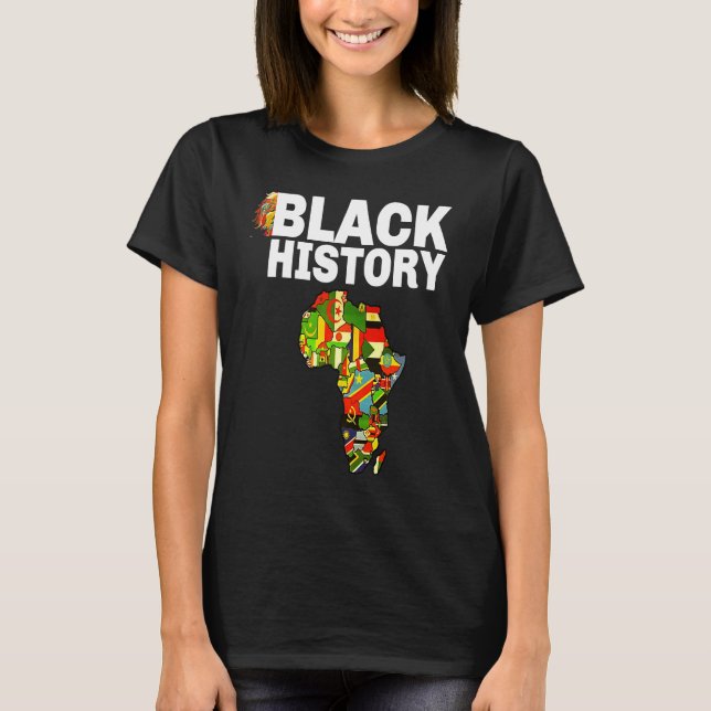 Black History Africa Map African Flag Pride T Shirt (Framsida)