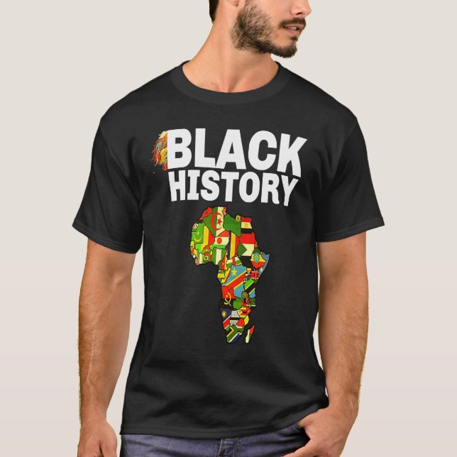 Black History Africa Map African Flag Pride T Shirt (Framsida)