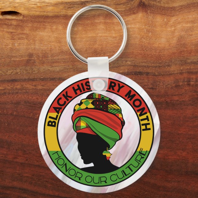 Black History Blommigt Reversible Culture Keychain Nyckelring (Framsida)