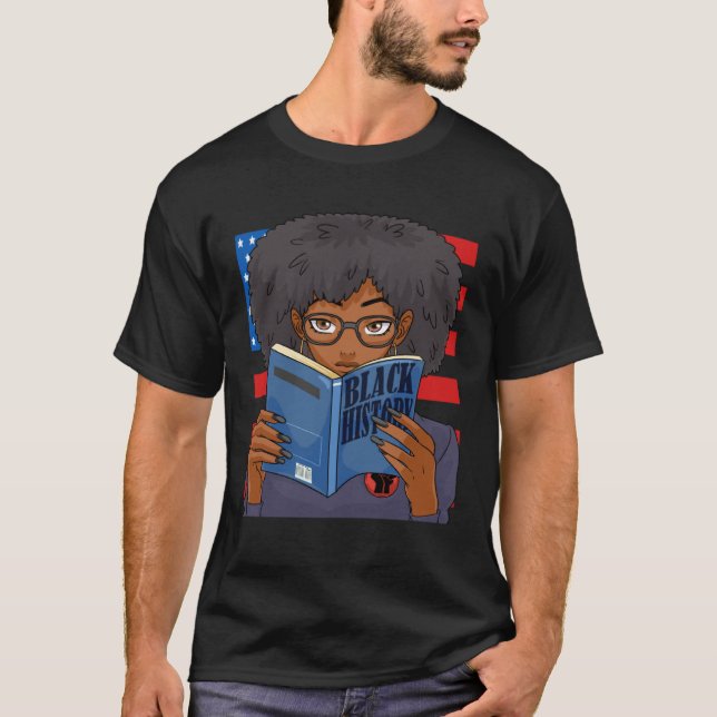 Black History Book Panther Party Patriotic Afro 19 T Shirt (Framsida)