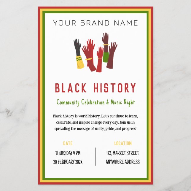 Black History Firande Event United Business Flygblad (Framsidan)