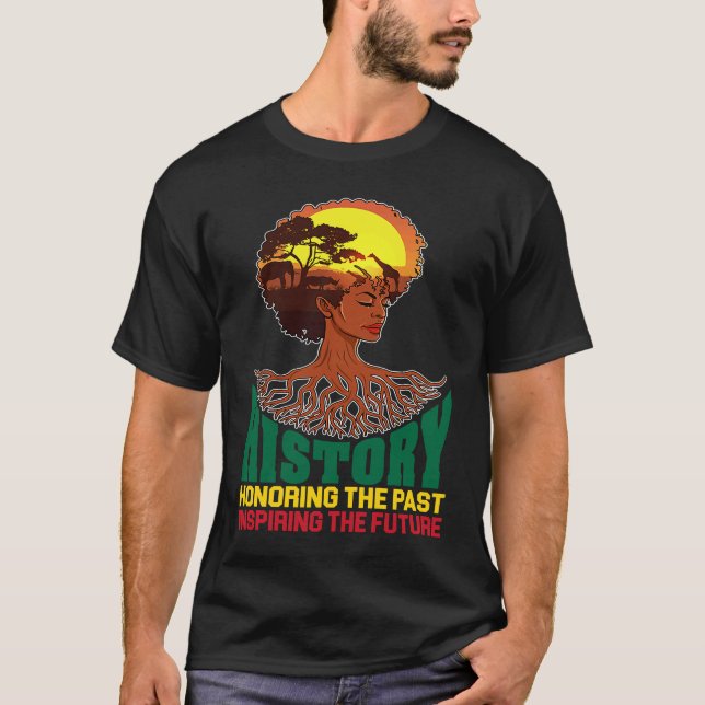 Black History Honoring Past Inspiring Future Melan T Shirt (Framsida)