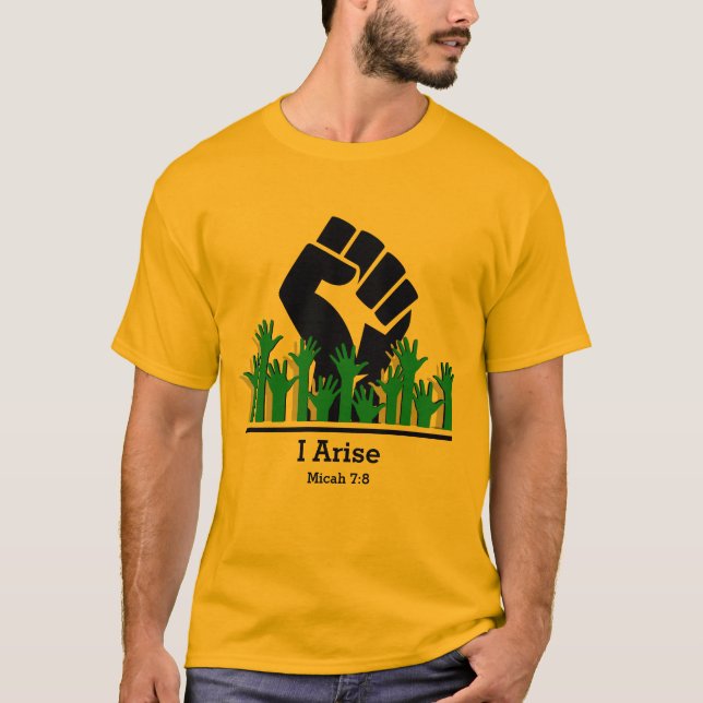 Black History - I ARISE - Personlig Micah 7:8 T Shirt (Framsida)