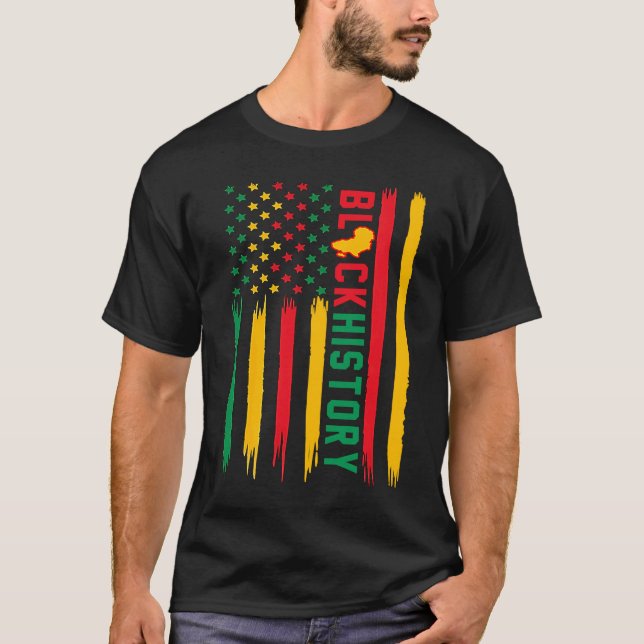 Black History In USA Flag American Grow African Ro T Shirt (Framsida)