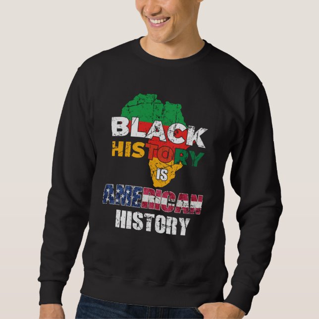 Black History Is American History Patriotic Africa Lång Ärmad Tröja (Framsida)