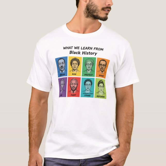Black History Lessons Inspirational Graphic T Shirt (Framsida)