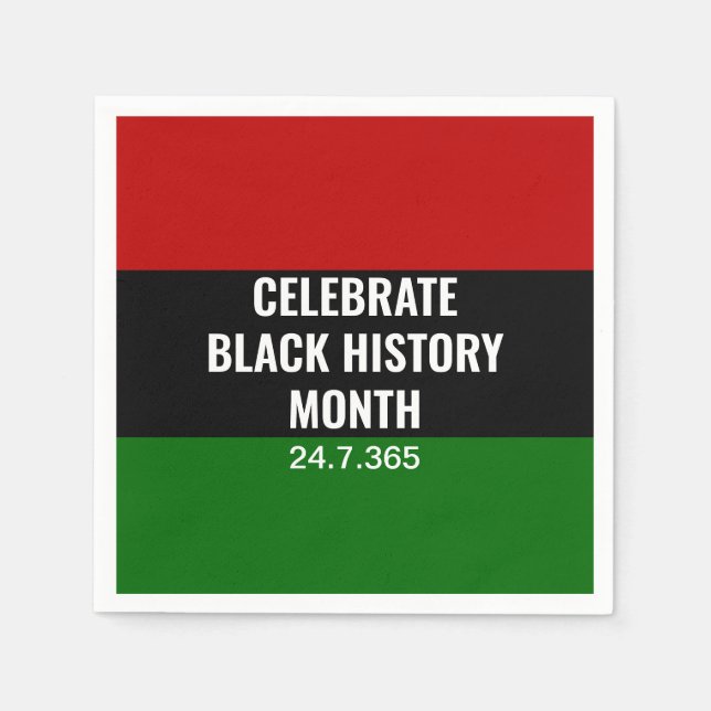 BLACK HISTORY MÅNAD | Celebrate | Red Black Grönt Pappersservett (Framsidan)