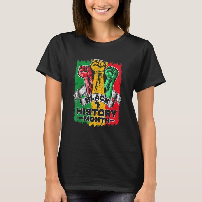 Black History Month 2023 Hand Strong African Ameri T Shirt (Framsida)