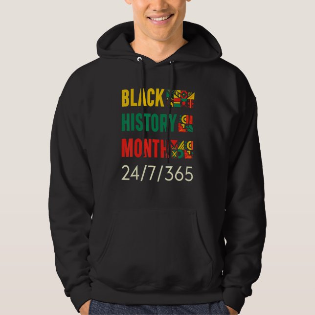 Black History Month 247365 Africa Map Melanin 2023 Hoodie (Framsida)