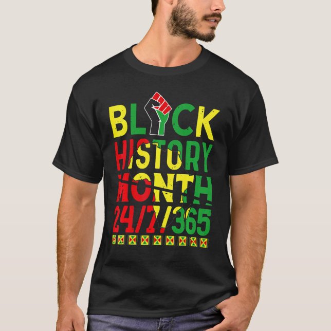 Black History Month 247365 Africa Map Melanin 2023 T Shirt (Framsida)