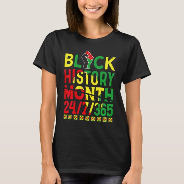 Black History Month 247365 Africa Map Melanin 2023 T Shirt (Framsida)