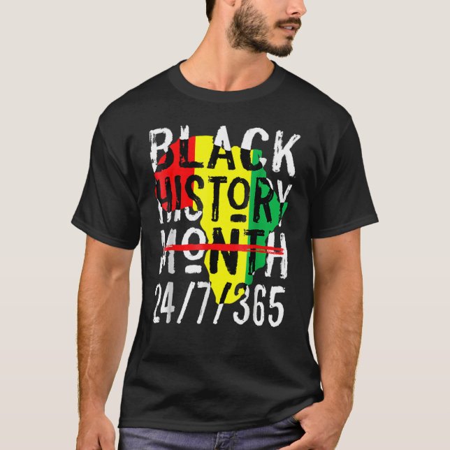 Black History Month 247365 Africa Map Melanin 2023 T Shirt (Framsida)
