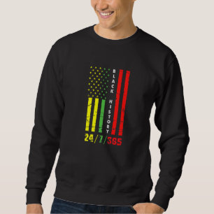 Black History Month 247365 African American Flagga Lång Ärmad Tröja