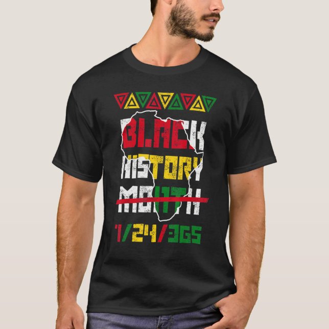 Black History Month 24 7 365 Afro African Pride Me T Shirt (Framsida)