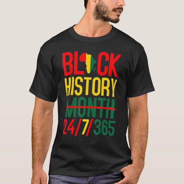 Black History Month 24 7 365 Afro African Pride Me T Shirt (Framsida)