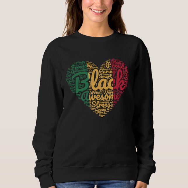Black History Month African Proud Afro Valentines  T Shirt (Framsida)