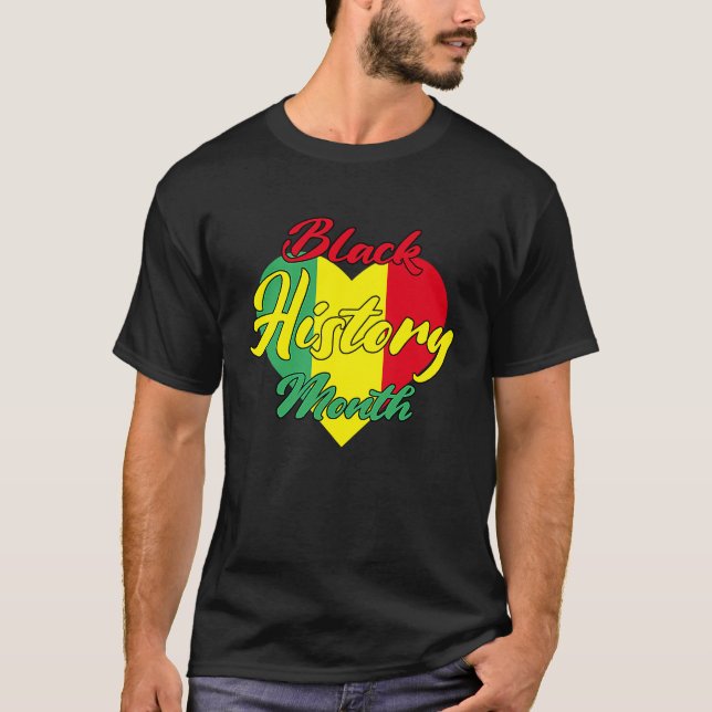 Black History Month African Proud Afro Valentines  T Shirt (Framsida)