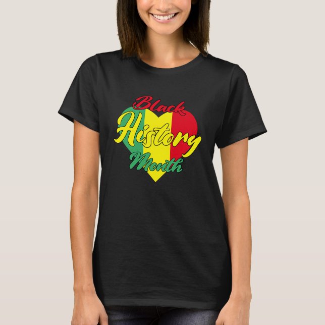 Black History Month African Proud Afro Valentines  T Shirt (Framsida)