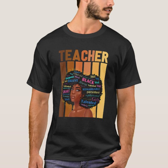 Black History Month African Woman Teacher African  T Shirt (Framsida)