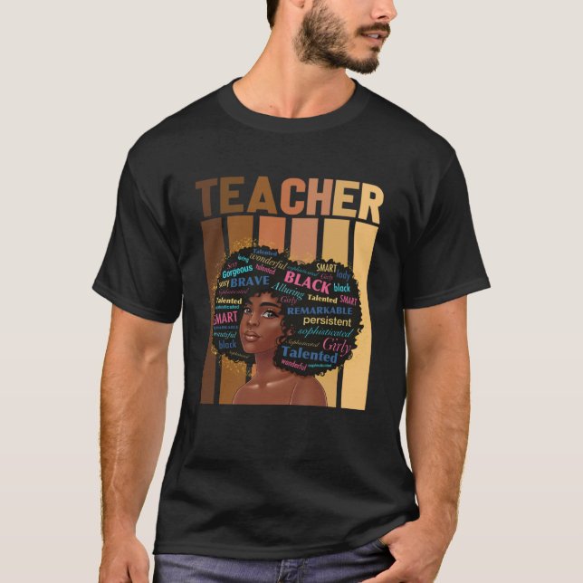 Black History Month African Woman  Teacher African T Shirt (Framsida)