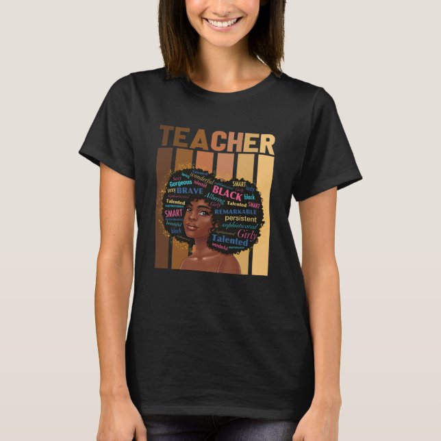 Black History Month African Woman  Teacher African T Shirt (Framsida)